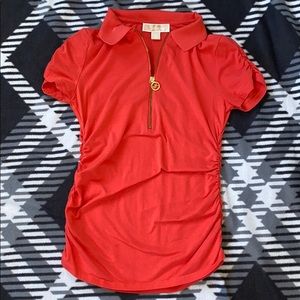 Michael Kors Peach Cinched Polo Top*EUC*
